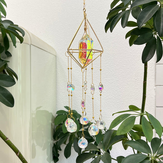 Window Bedroom Home Decoration Pendant Double Pointed Crystal Prism Air Stand Wind Chime Crystal Sun Catcher