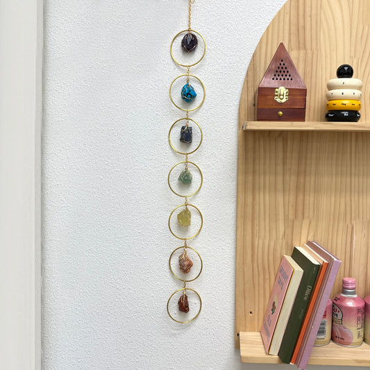 Seven-Color Raw Stone Natural Crystal Energy Stone Crystal Sun Catcher Wind Chime