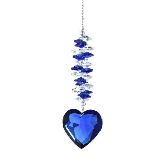 001 [Touch your heart ] OCEAN HEART Hanging Crystals Suncatcher for Windows Garden Hanging Decor, Gifts for Christmas, Women, Mom and Children
