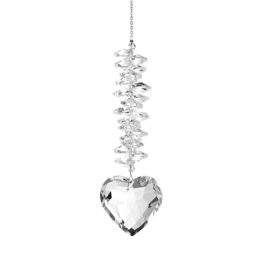 001 [Touch your heart ] OCEAN HEART Hanging Crystals Suncatcher for Windows Garden Hanging Decor, Gifts for Christmas, Women, Mom and Children