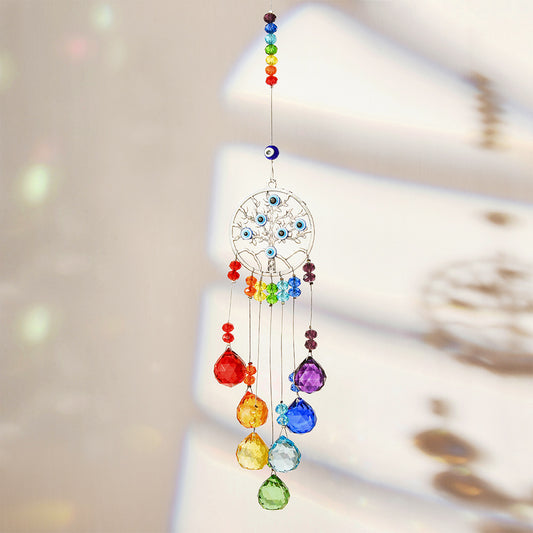 028 tree of life  evil eye sun catcher with colourful balls