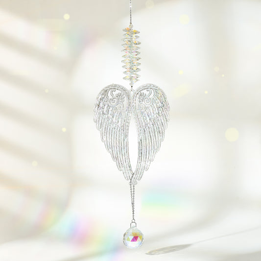 059 Stars Crystal Pretty Angel Wings with carvings, Glass Look Acrylic Hanging Decoration