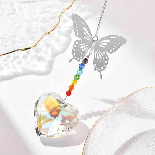 003 Butterfly and Heart shape Suncatcher Crystal Pendant House Decoration